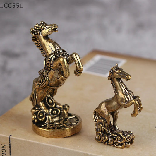 〔CC55〕Bronze Horse Desktop Decoration Living Room Tea Table Sculpture Metal Craft Home Decorations Chinese Zodiac Horse Statue
