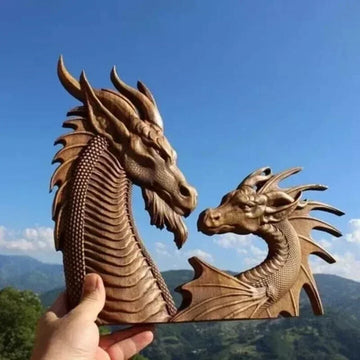 2024 Unique Dragon Decor Resin Simulation Dragon Statue Wall Hanging for Courtyard Garden Home Decoration Craft Double Dragon