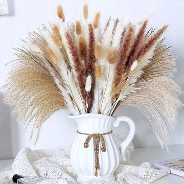 17.5inch 80pcs/set Natural Dried Flower Dried Pampas Grass for Birthday Wedding Party Farmhouse Living Room Decor Ornament Gift