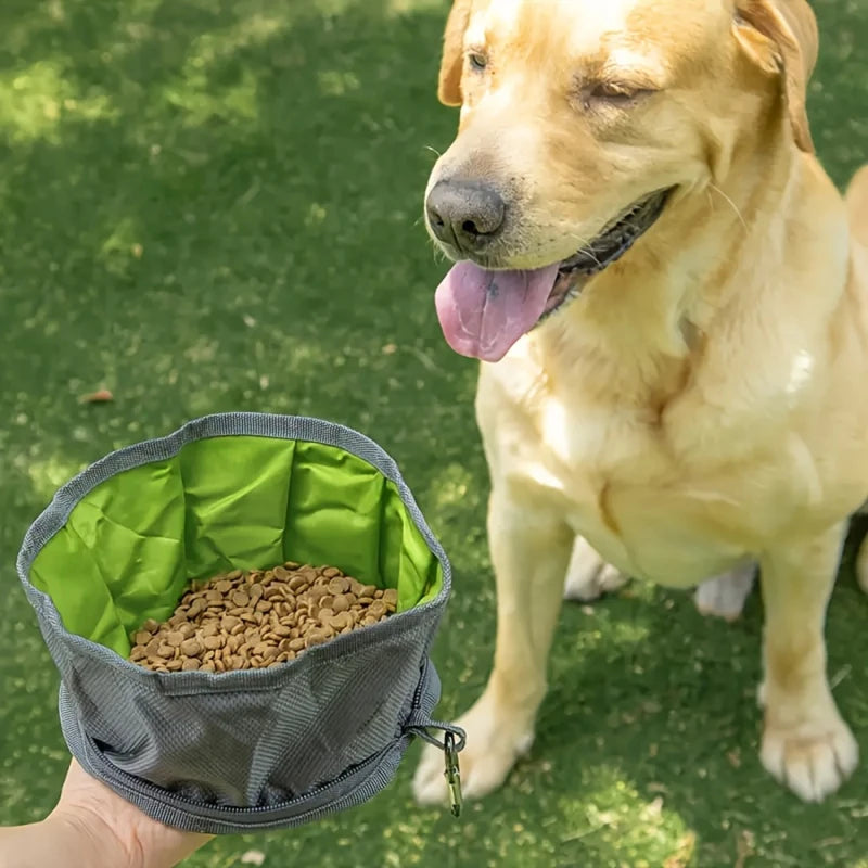 Foldable Oxford Cloth Zipper Dog Bowl Portable Drinking Bowl Food Bowl Pet Supplies Outdoor Folding Pet Bowl Pet Supplies