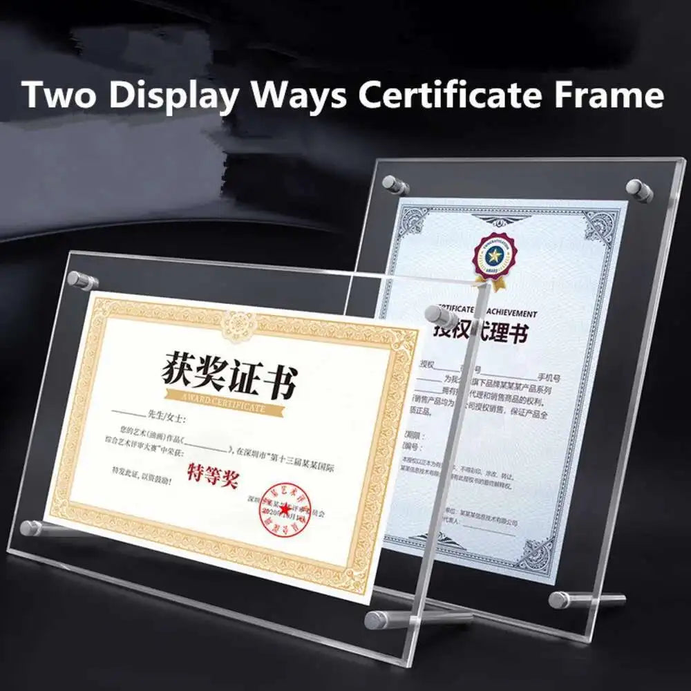 A5 Desktop Slant Back Clear Plexiglass Acrylic Sign Holder Picture Photo Frames Flyer Document Paper Display Stand