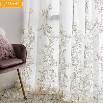French Light Luxury Princess Embroidery Hollow Blank Gauze Lace Screen Curtains for Living Room Bedroom Bay Window Customization