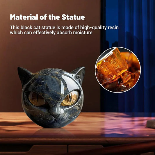 Luxury Black Cat Stone Resin Sculpture Elegant Home Decoration and Gifted Artworks Unique Exquisite Office Decor