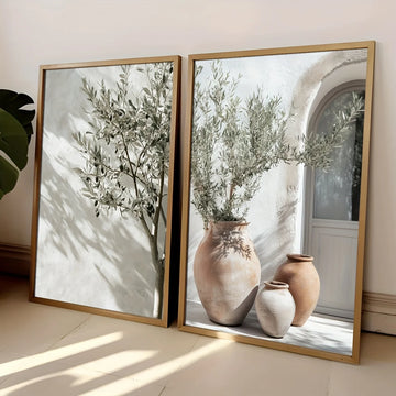 Modern Neutral Wall Art Set – Mediterranean Style Olive Tree Canvas Prints | Elmore Lewis