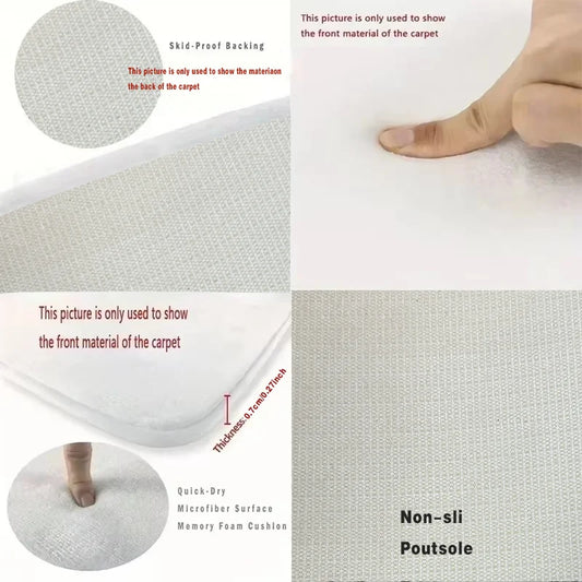 VIKAMA Nordic-Style Plain Pattern Water-Absorbing Floor Mat For Kitchen, Anti-Slip Entrance Carpet For Living Room, Home Decor