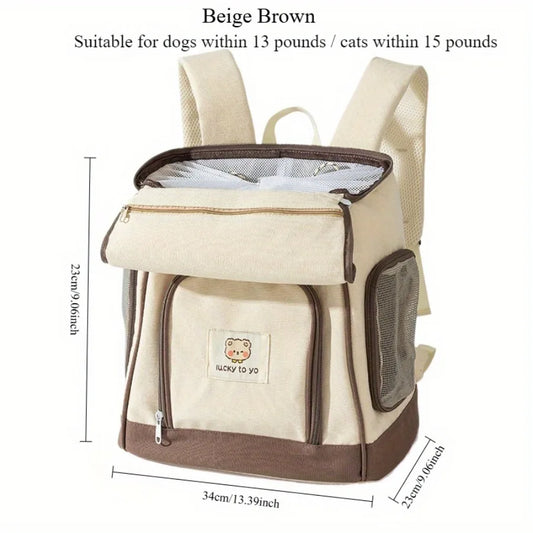 1pc Portable Pet Backpack Foldable Ventilated Backpack with Thick Shoulder Straps Breathable Cat Bag Cat Backpack Harness