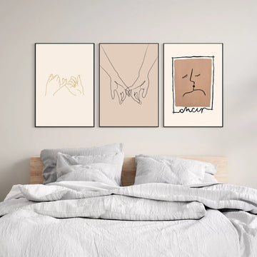 Pinky Swear One Line Drawing Art Print Minimalist Couple Love Decor Modern Wall Art Canvas Painting Poster Bedroom Home Decor