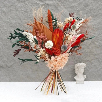 Unique Mixed Dried Flower Arrangement for Living Room, Artificial Pampas Grass Bouquet, Home Decoration Accessory
