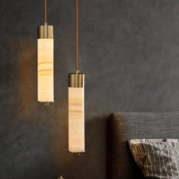 Modern Copper Light Luxury Pendant Lamp Marble Bedside Bedroom Hotel Dining Room Kitchen Stone Hallway Hanging Lighting Led