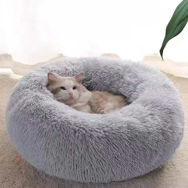 Creative Four Seasons Solid Color Plush Bag Warm Dog Nest Round Size Cat Dog Nest Dog Nest Cat Nest Pet Nest Pet Supplies