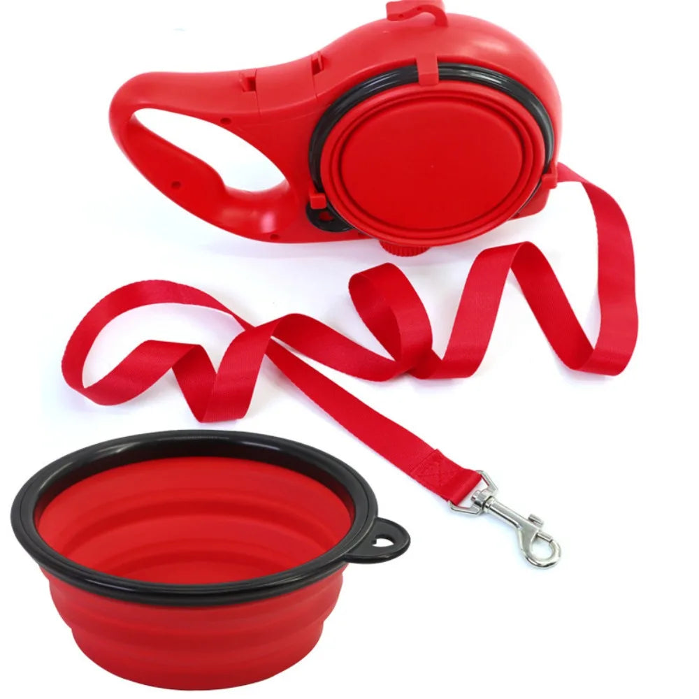 3-in-1 Dog Leash with Water Bottle Bowl Retractable Lead for Puppy Medium Pet Walking Automatic Universal Portable Supplies 2025