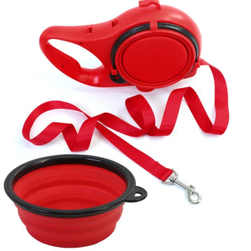 3-in-1 Dog Leash with Water Bottle Bowl Retractable Lead for Puppy Medium Pet Walking Automatic Universal Portable Supplies 2025