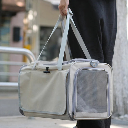 Durable Oxford Cat Carrier Handbag Large Capacity Breathable Cat Transport Bag Foldable Portable Pet Carrying Bag Outdoor