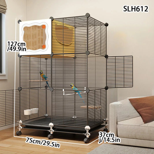 Anti-Splash Grain Bird Cage, Black Phoenix Parrot Cage, Special Myna Large-Scale Thrush, Jade Bird, Tiger Skin, Jade Bird, Large Bird Cage