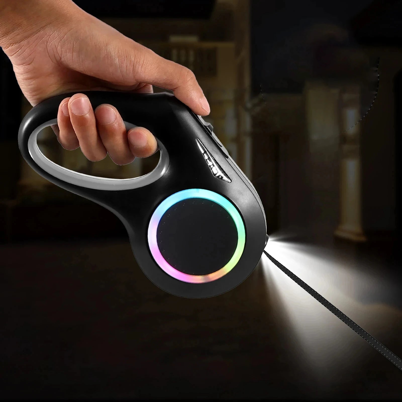 3/8m LED Flashlight Dog Leash Automatic Retractable Pet Luminous Straps Puppy Walking Night Outdoor Walking Non-Slip Handle