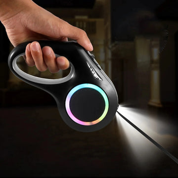 3/8m LED Flashlight Dog Leash Automatic Retractable Pet Luminous Straps Puppy Walking Night Outdoor Walking Non-Slip Handle