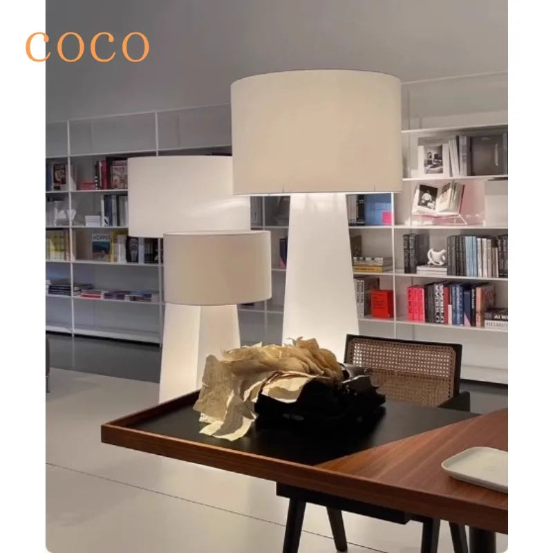 Nordic white fabric art floor lamp LED atmosphere decoration villa living room dining room bedroom study creative floor lamp