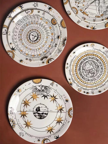 White Face Sun Hanging Plate Ceramic Round Wall Decoration European Art Wall Decoration 10 Inches Craft Fruit Dessert Plate New