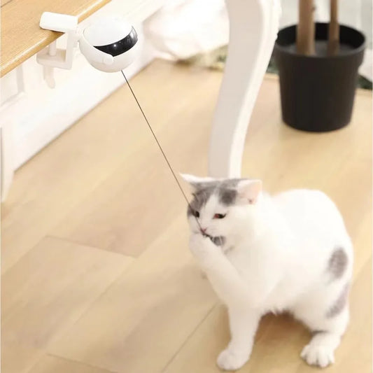 Automatic Cat Teaser Toy Hands-Free Play 7cm Ball Clamp Design 5-Minute Simple Style Auto Shutoff Cat Playing for Pets Ball Toy