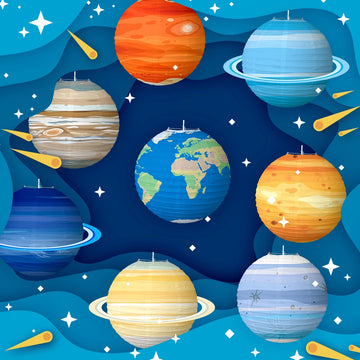 Eight Planets Foldable Starry Paper Lanterns Outer Space Planet Theme Happy Birthday Party Decor Kids Boy Planet Paper Lantern