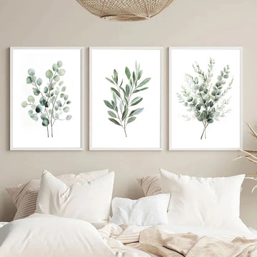 Set of 3 Sage Green Botanical Wall Art Prints – Modern Minimalist Nature Décor | Elmore Lewis