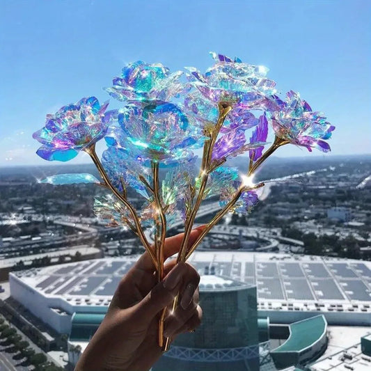 Rose Colorful Rainbow Artificial Flowers Crystal Flower Best Gifts for Mother's Day Thanksgiving Valentine's Day Birthday Party