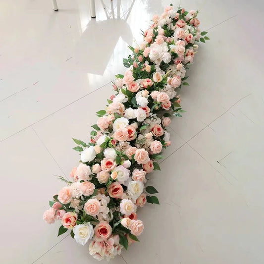 Rose Flower Row Decor Wedding Backdrop Arch Frame Banquet Table Runner Floral Arrangement Event Stage Props Window Display