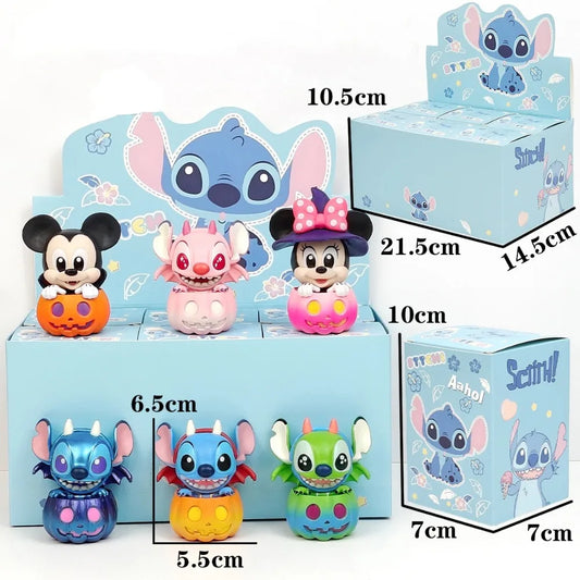2025 Disney Stitch Blind Box Mickey Mouse And Stitch Friends Pumpkin Series Figure Halloween Dress Up Doll Decorate Toy Gift
