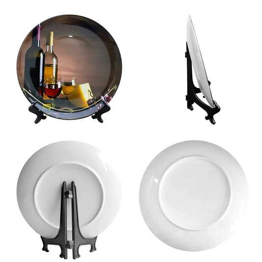 Black and White Skulls Ceramic Bone China Decorative Plate with Stand Home Wobble-Plate Dessert Plates Household Plate Gift
