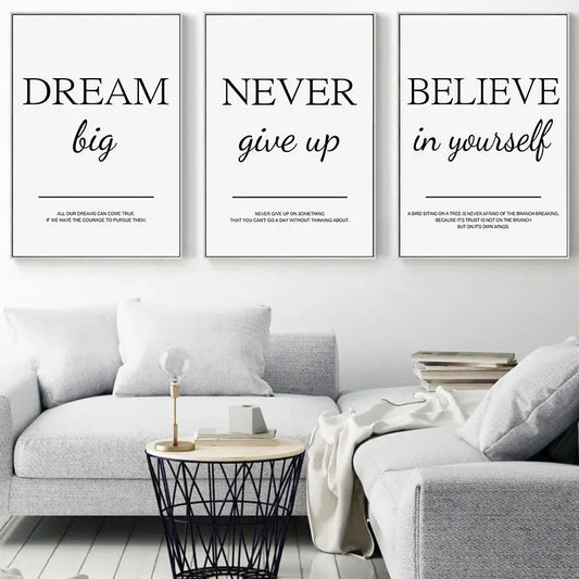 Modern Living Room Simple Decorative Picture Inspirational Wall Art Poster Print Positive Quote Painting on Canvas Home Decor