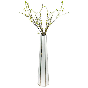 Tall Mirrored Glass Flower Floor Vase Silver Large Vase Home Decor