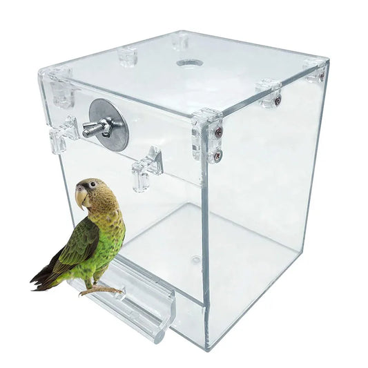 Acrylic Parrot Bath Box No-Leakage Bird Bathtub for Cage Hanging Shower Box Cages Accessory for Small Pet Birds Canary Lovebirds