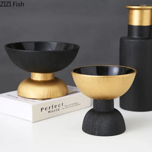 Black and Gold Ceramic Vase Desk Decoration Flowers Pots Decorative Flower Arrangement Modern Home Decor Crafts Floral Vases