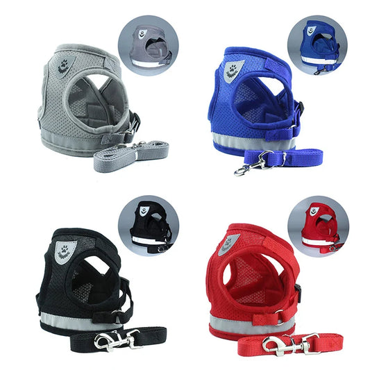 Breathable Cat Harness And Leash Escape Proof Pet Clothes Kitten Puppy Dogs Vest Adjustable Easy Control Reflective Cat Harness