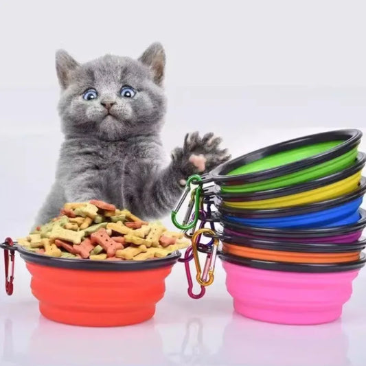 Portable Folding Silicone Bowl for Pets – Combined Water Dispenser for Dogs and Cats, Ideal-for Outdoor and Travel Use