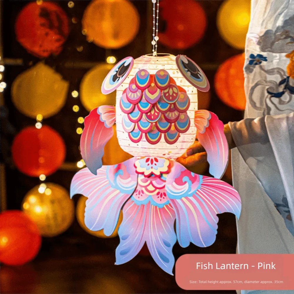 New Cartoon Goldfish Mid-Autumn Festival Lantern Material Package Handmade Koi Lantern Paper Lanterns Festival