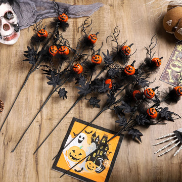 2025 Halloween Decoration Flower Black Terrifying Pumpkin Head Bouquet For Teapoy Dining Table Fireplace Home Party Decor Props