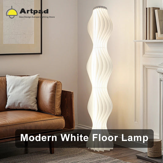 Artpad Nordic Modern Floor Lamp For Living Room Foyer Bedroom Luxury White Acrylic Grass Skirt Floor Light Remote Control