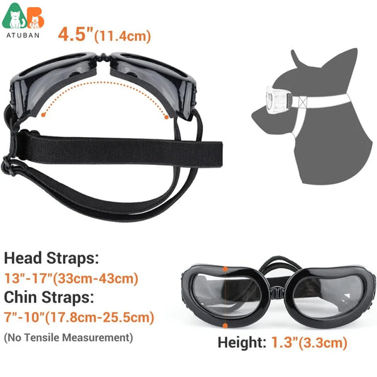 ATUBAN Dog Goggles Small Breed, Dog Sunglasses Small Breed Eye Protectie Goggles for Small Dogs Outdoor Riding Driving, Clear