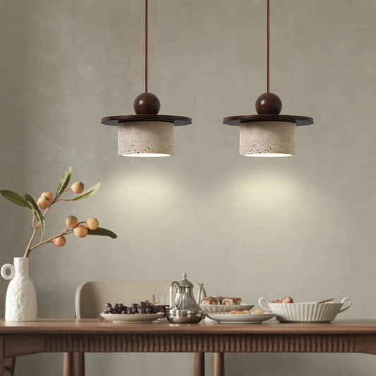 IWHD Wire Adjustable LED Pendant Light Fixture Chandelier Vintage Loft Wood Natural Yellow Cave Stone Ambient Hang Lamp Hanglamp