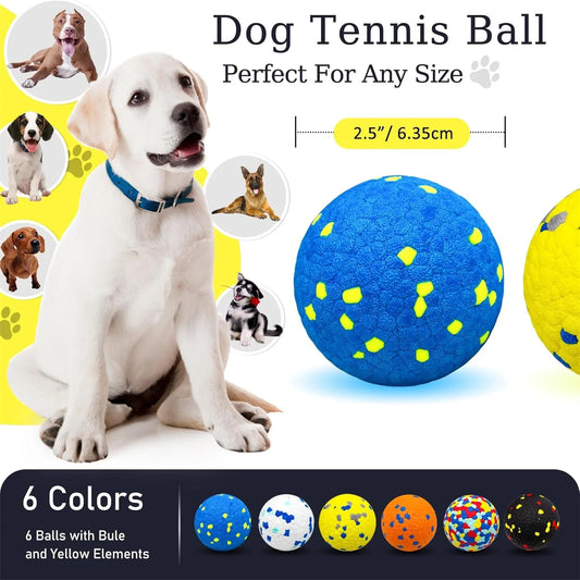 6 Pcs Dog Balls Tennis Ball for Aggressive Chewers Indestructible Dog Teething Chew Toys for Medium Small and Puppies,