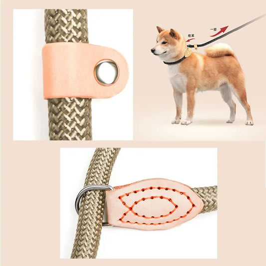 Dog training collar anti riot nylon hand P rope extended thickened unbreakable hand training dog round rope large dog P chain
