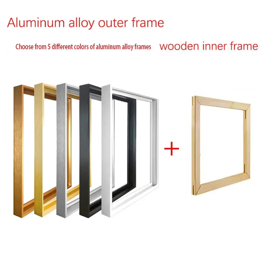 5 Colors Large Aluminum Picture Frames, And Inner Wooden Diy Framed, Kit for Oil Paintings, Artwork Wall Art Diy Framed
