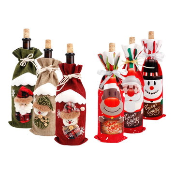 Christmas Wine Bottle Cover Merry Christmas Decoration For Home 2023 Christmas Ornaments Xmas Gift Navidad Happy New Year 2024