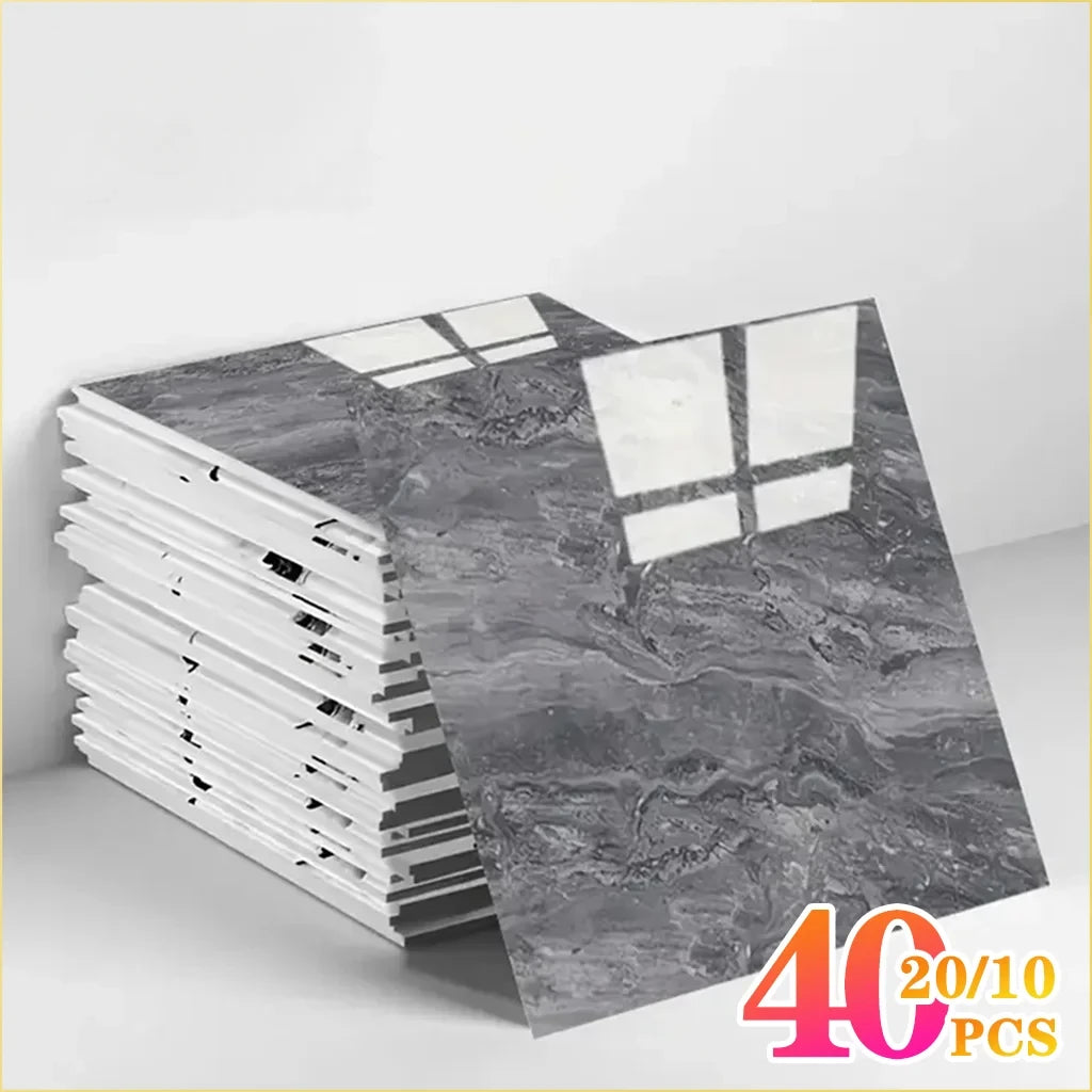 10-40PCS Marble Style Self-adhesive Floor Stickers Thickened Wear-resistant PVC Flooring Mats for Household Use Easy To Install