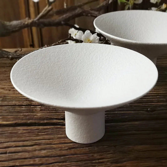 Ceramic tableware restaurant high foot stone pattern plate salad bowl pasta bread dessert tray dinner plates  sushi plate dishes