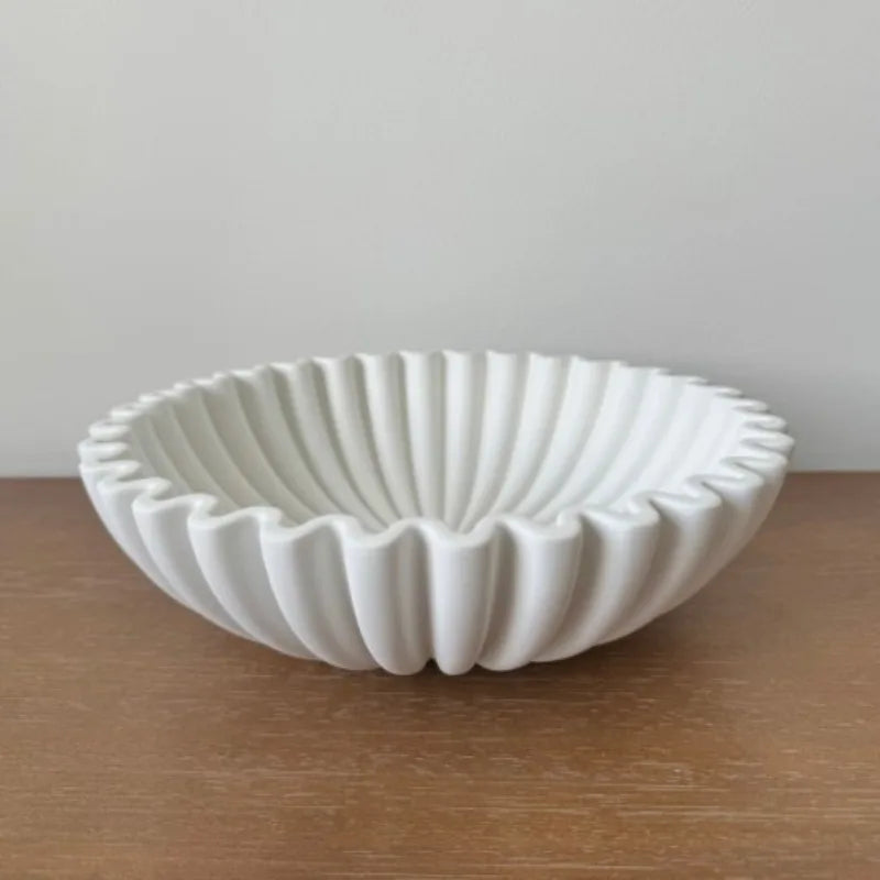 Groove Lotus Leaf Edge Decorative Bowl Creative Living Room Decoration INS Style Home Decoration Resin Crafts Desktop Decoration