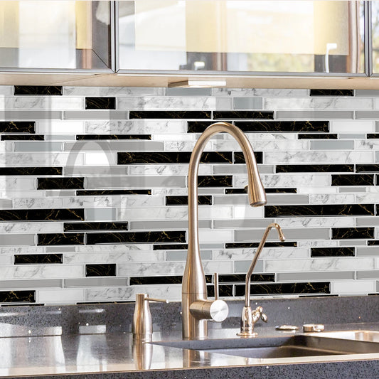 12PCS Classic Marbled Crystal Glossy Kitchen Stickers Waterproof Oil Resistant Self-Adhesive Kitchen & Bath Tile Stickers Backgr