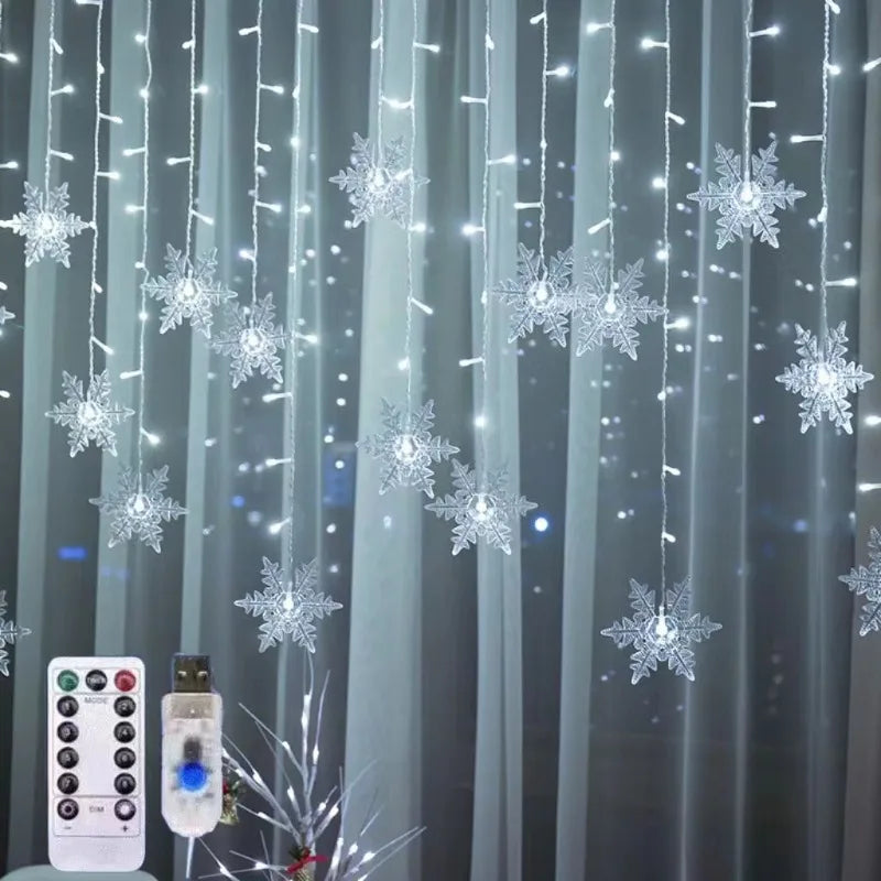 Christmas Snowflake String Lights USB Powered 3.5M/7M for Outdoor Garden Home Xmas Party Decoration 2026