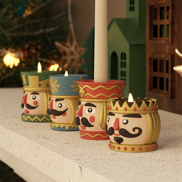 NICOLE Nutcracker Taper Candle Holder Silicone Molds for Concrete Jesmonite Cement Christmas Candlestick Holder Mould